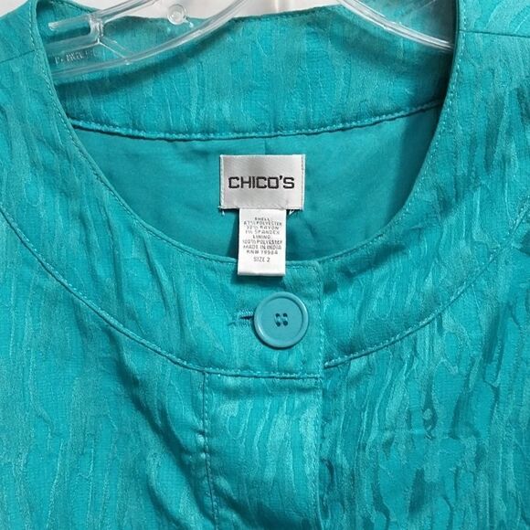 CHICOS Tourquoise Jacket...SIZE 2...EUC - Picture 3 of 4
